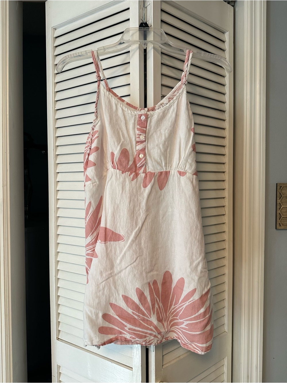 Pink Floral Spaghetti-Strap Cotton Dress